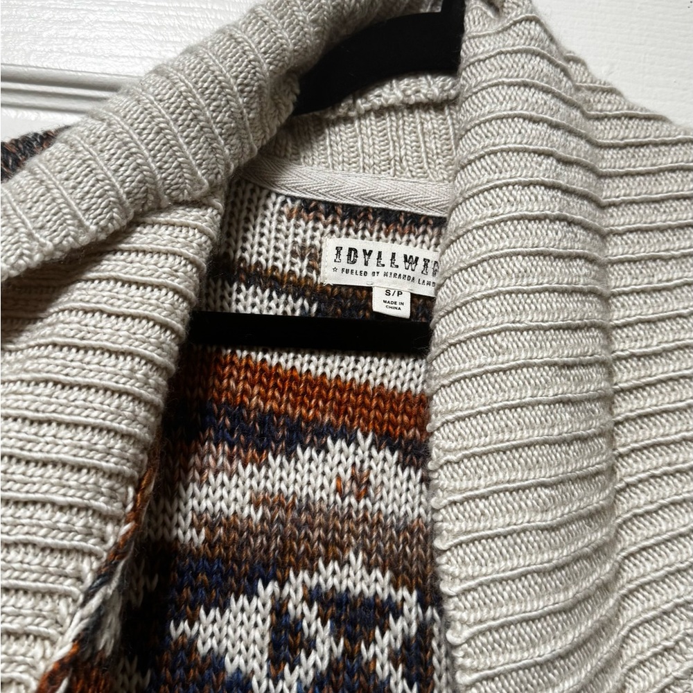 Idyllwind Multicolor Knit Open-Front Cardigan - Blue, Brown, Cream - Picture 4 of 13